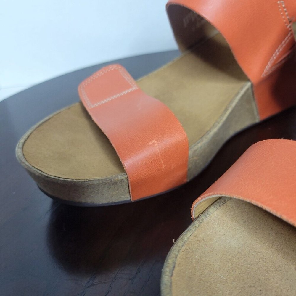 Clarks Orange Leather Wedge Sandals - Picture 4 of 10